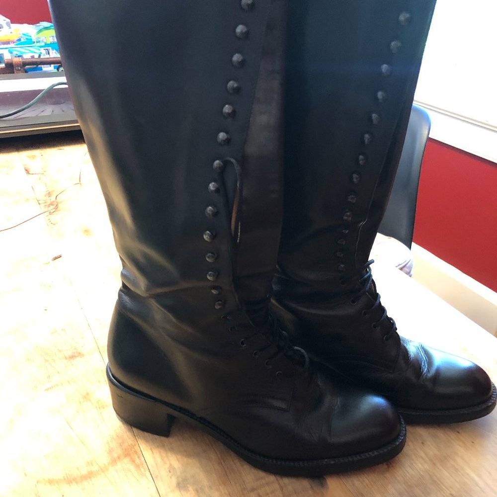 NEIMAN MARCUS ROBERTO VIANNI BLK 5.5 LEATHER BOOTS